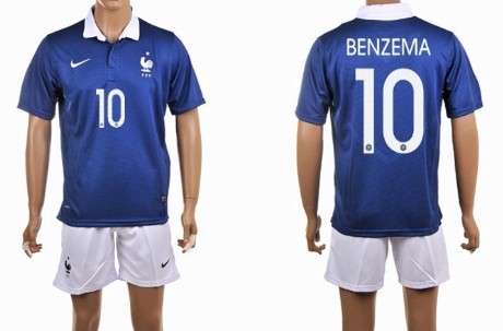 2014 World Cup France #10 Benzema Home Soccer Shirt Kit