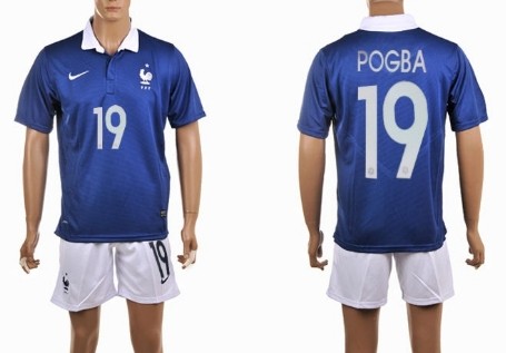 2014 World Cup France #19 Pogba Home Soccer Shirt Kit