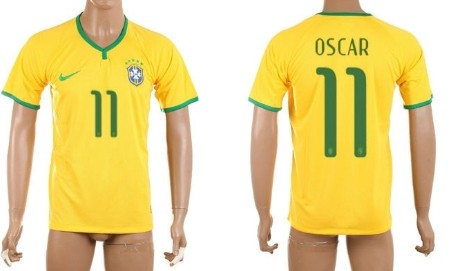 2014 World Cup Brazil #11 Oscar Home Soccer AAA+ T-Shirt