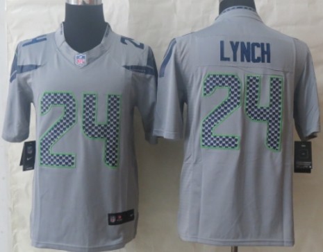 Nike Seattle Seahawks #24 Marshawn Lynch Gray Limited Jersey