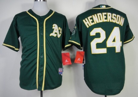 Oakland Athletics #24 Rickey Henderson 2014 Green Jersey