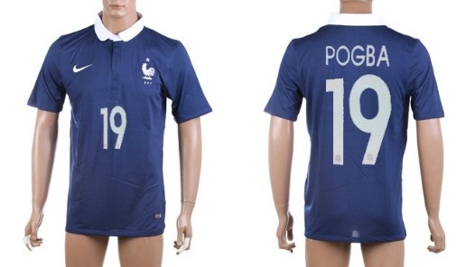 2014 World Cup France #19 Pogba Home Soccer AAA+ T-Shirt