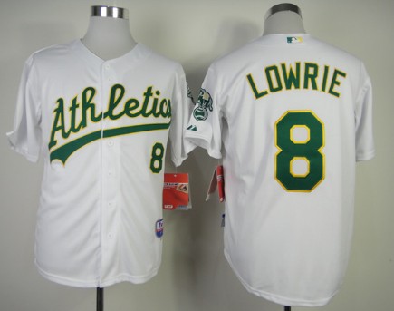 Oakland Athletics #8 Jed Lowrie White Jersey