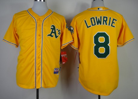 Oakland Athletics #8 Jed Lowrie Yellow Jersey