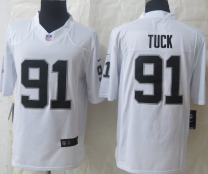 Nike Oakland Raiders #91 Justin Tuck White Limited Jersey