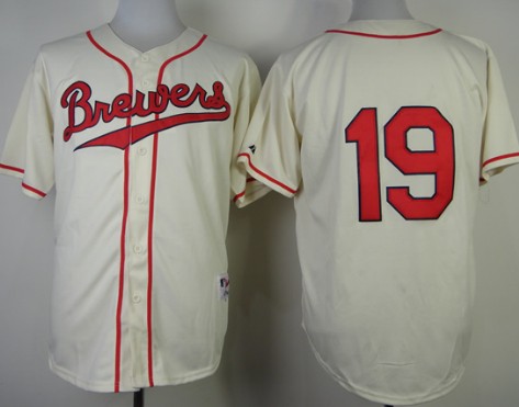 Milwaukee Brewers #19 Robin Yount 1948 Cream With Red Jersey