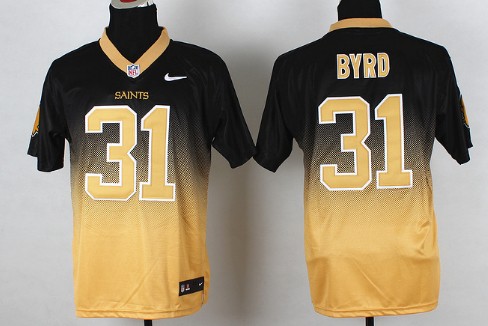 Nike New Orleans Saints #31 Jairus Byrd Black/Gold Fadeaway Elite Jersey