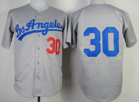 Los Angeles Dodgers #30 Maury Wills 1963 Gray Throwback Jersey
