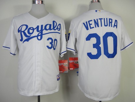 Kansas City Royals #30 Yordano Ventura White Jersey
