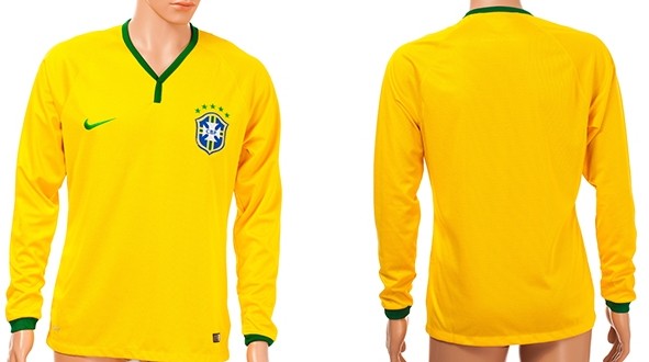 2014 World Cup Brazil Blank (or Custom) Home Long Sleeve AAA+ T-Shirt