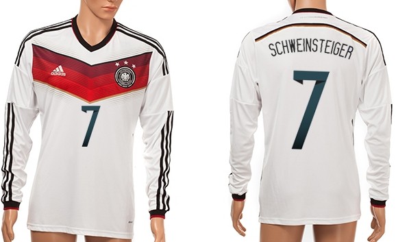 2014 World Cup Germany #7 Schweinsteiger Home Soccer Long Sleeve AAA+ T-Shirt