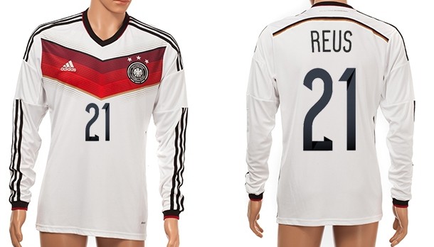 2014 World Cup Germany #21 Reus Home Soccer Long Sleeve AAA+ T-Shirt