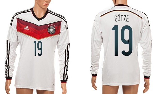 2014 World Cup Germany #19 Gotze Home Soccer Long Sleeve AAA+ T-Shirt