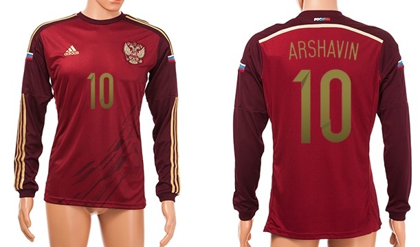 2014 World Cup Russia #10 Arshavin Home Soccer Long Sleeve AAA+ T-Shirt