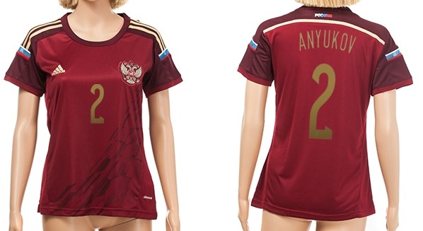 2014 World Cup Russia #2 Anyukov Home Soccer AAA+ T-Shirt_Womens