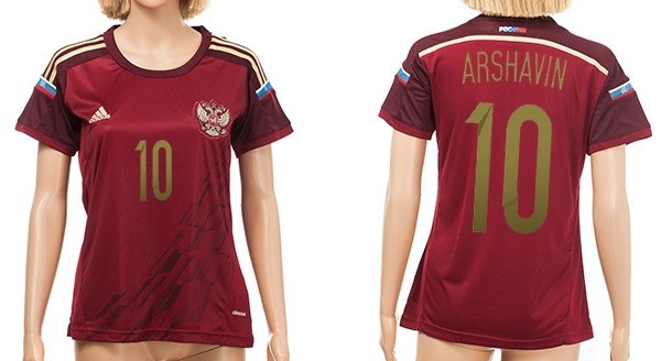 2014 World Cup Russia #10 Arshavin Home Soccer AAA+ T-Shirt_Womens