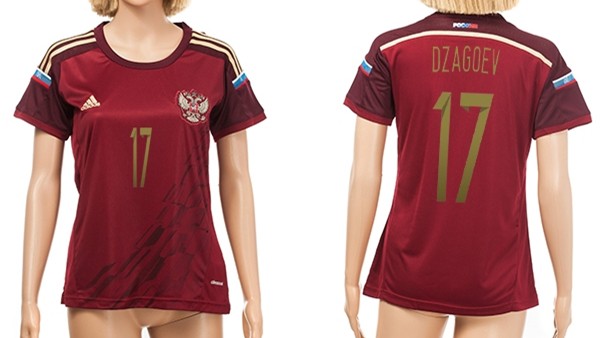 2014 World Cup Russia #17 Dzagoev Home Soccer AAA+ T-Shirt_Womens