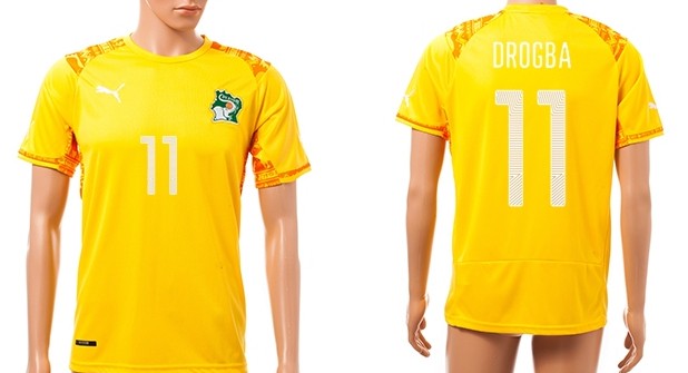 2014 World Cup Cote d'Ivoire #11 Drogba Home Soccer AAA+ T-Shirt