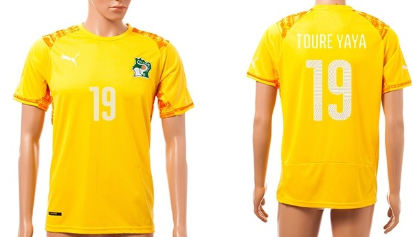 2014 World Cup Cote d'Ivoire #19 Toure Yaya Home Soccer AAA+ T-Shirt