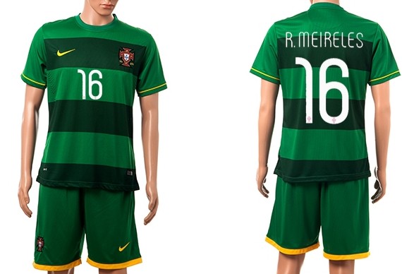 2014 World Cup Portugal #16 R.Meireles Away Green Soccer Shirt Kit
