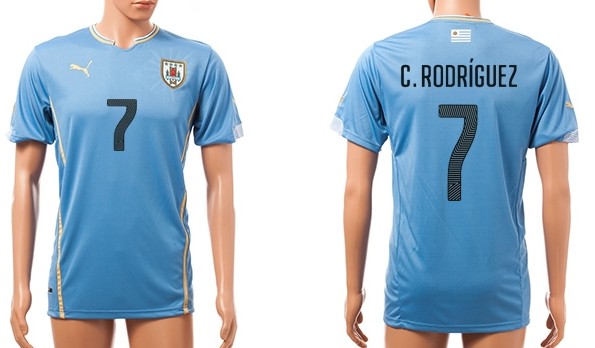 2014 World Cup Uruguay #7 C.Rodriguez Home Soccer AAA+ T-Shirt