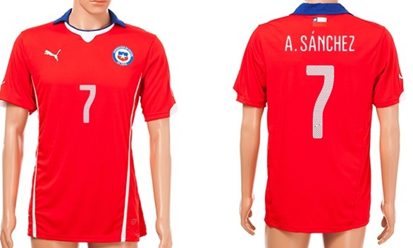 2014 World Cup Chile #7 A.Sanchez Home Soccer AAA+ T-Shirt