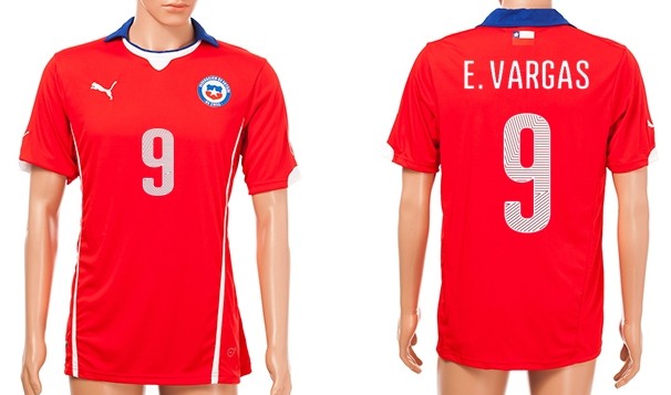 2014 World Cup Chile #9 E.Vargas Home Soccer AAA+ T-Shirt
