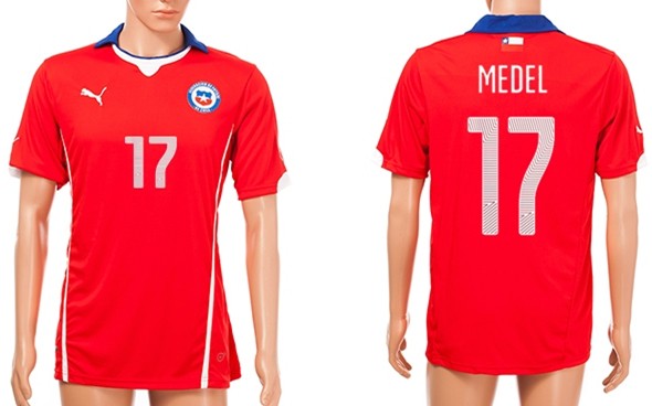 2014 World Cup Chile #17 Medel Home Soccer AAA+ T-Shirt