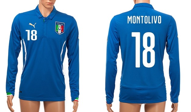 2014 World Cup Italy #18 Montolivo Home Soccer Long Sleeve AAA+ T-Shirt