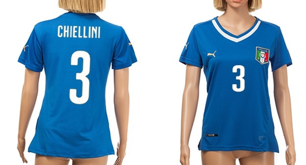 2014 World Cup Italy #3 Chiellini Home Soccer AAA+ T-Shirt_Womens