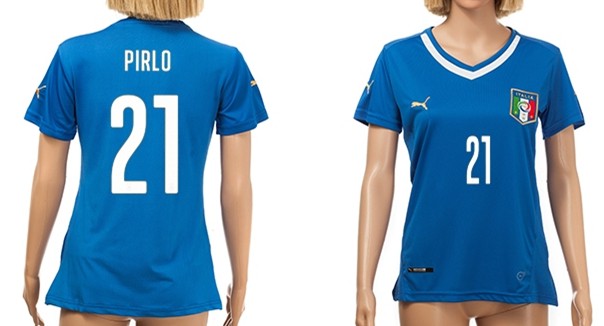 2014 World Cup Italy #21 Pirlo Home Soccer AAA+ T-Shirt_Womens