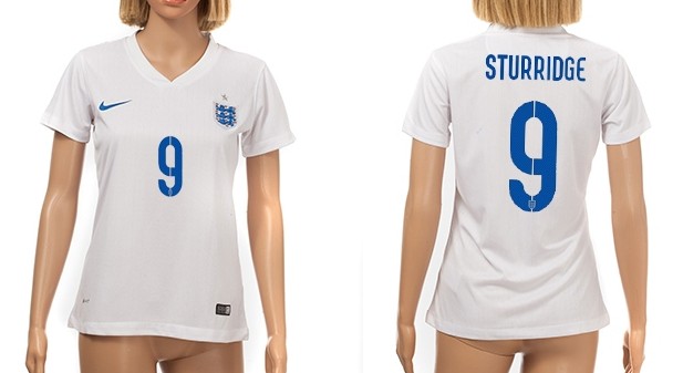 2014 World Cup England #9 Sturridge Home Soccer AAA+ T-Shirt_Womens