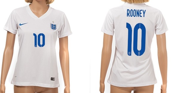 2014 World Cup England #10 Rooney Home Soccer AAA+ T-Shirt_Womens