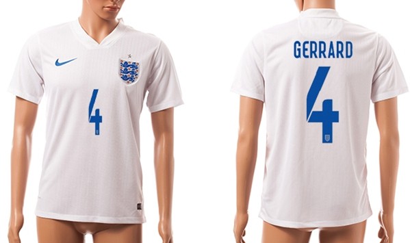 2014 World Cup England #4 Gerrard Home Soccer AAA+ T-Shirt