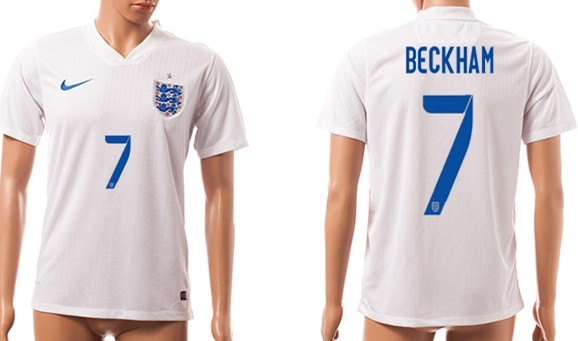 2014 World Cup England #7 Beckham Home Soccer AAA+ T-Shirt