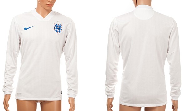 2014 World Cup England Blank (or Custom) Home Soccer Long Sleeve AAA+ T-Shirt