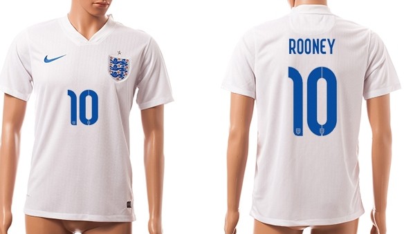 2014 World Cup England #10 Rooney Home Soccer AAA+ T-Shirt