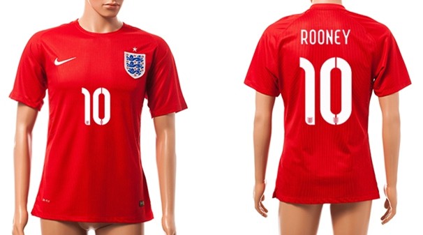 2014 World Cup England #10 Rooney Away Soccer AAA+ T-Shirt