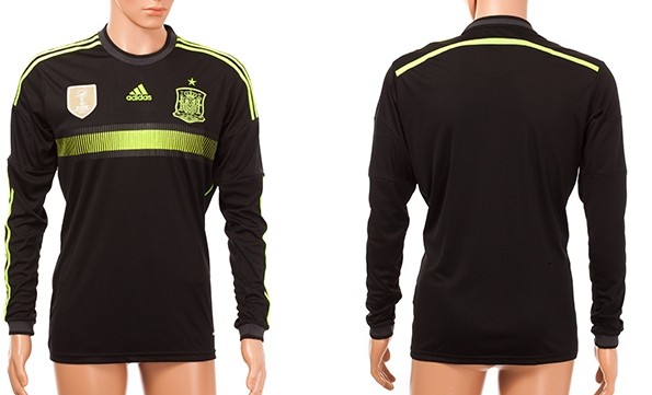 2014 World Cup Spain Blank (or Custom) Away Soccer Long Sleeve AAA+ T-Shirt