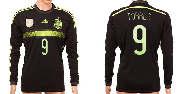 2014 World Cup Spain #9 Torres Away Soccer Long Sleeve AAA+ T-Shirt