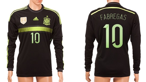 2014 World Cup Spain #10 Fabregas Away Soccer Long Sleeve AAA+ T-Shirt