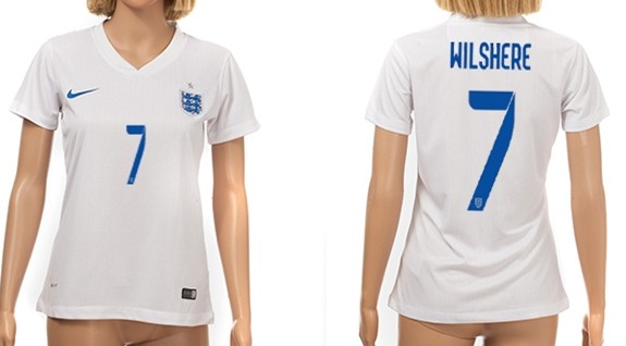 2014 World Cup England #7 Wilshere Home Soccer AAA+ T-Shirt_Womens