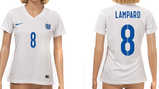2014 World Cup England #8 Lampard Home Soccer AAA+ T-Shirt_Womens
