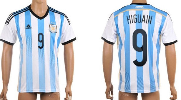 2014 World Cup Argentina #9 Higuain Home Soccer AAA+ T-Shirt