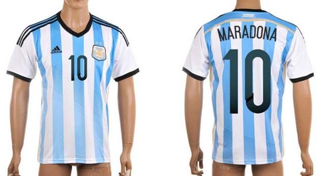 2014 World Cup Argentina #10 Maradona Home Soccer AAA+ T-Shirt