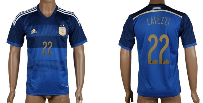 2014 World Cup Argentina #22 Lavezzi Away Soccer AAA+ T-Shirt