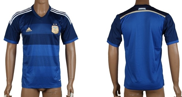 2014 World Cup Argentina Blank (or Custom) Away Soccer AAA+ T-Shirt