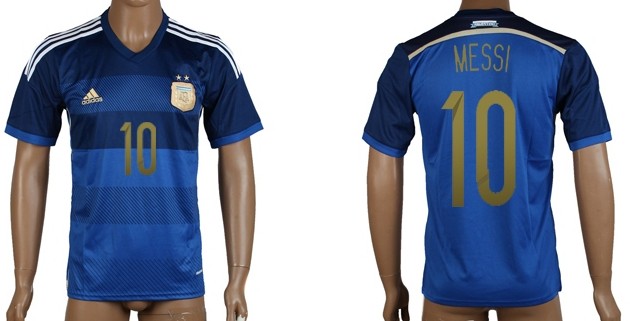 2014 World Cup Argentina #10 Messi Away Soccer AAA+ T-Shirt