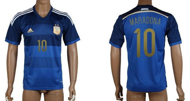 2014 World Cup Argentina #10 Maradona Away Soccer AAA+ T-Shirt
