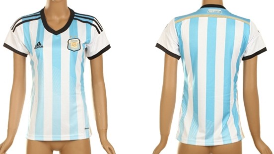 2014 World Cup Argentina Blank (or Custom) Home Soccer AAA+ T-Shirt_Womens